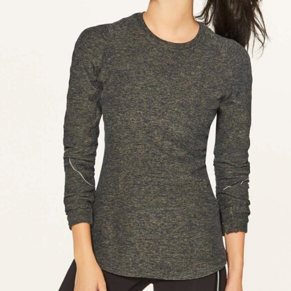 Lululemon Extra Mile Long Sleeve Shirt Cuffins Heathered Utilitarian Size 6 - Picture 1 of 10
